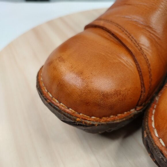 El Naturalista Cognac Leather & Sweater Knit Ankle Boots Women UE 40/ US 7 - Picture 4 of 15